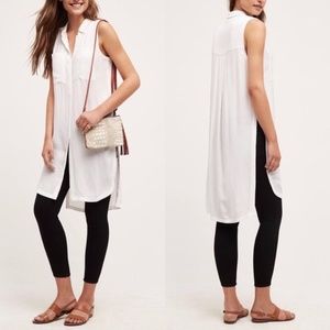 ANTHROPOLOGIE White Sleeveless Button Tunic {JJ15}